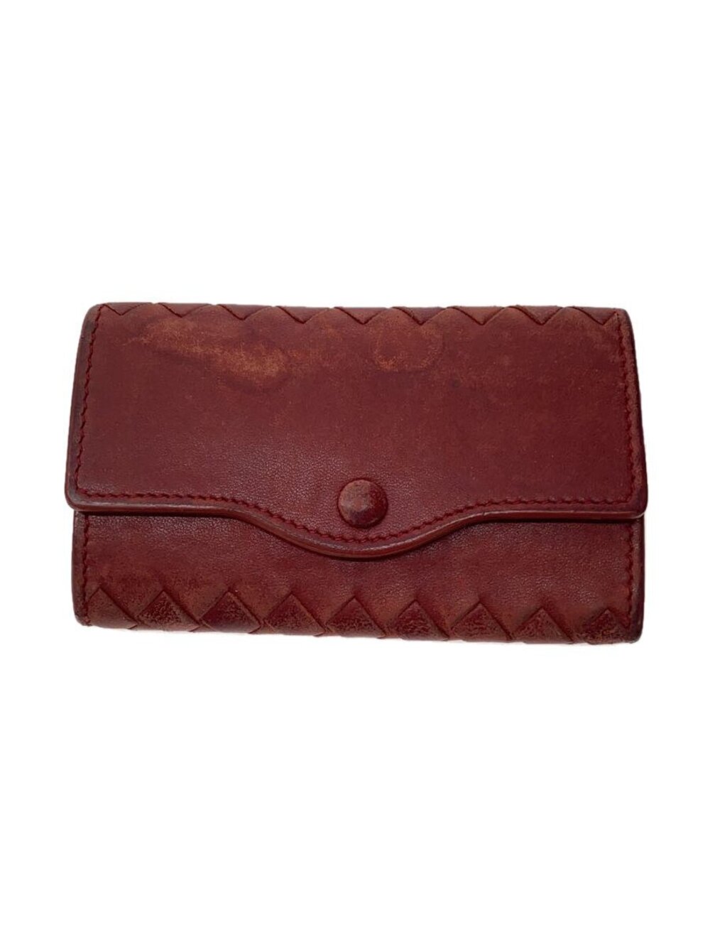 BOTTEGA VENETA Key Case Wallet Hooks Intrecciato Weave Overall Leather Bordeaux